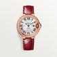 Ballon Bleu 33mm Rose Gold Diamond Case Silvered Sunray Dial Burgundy Alligator Strap Automatic Watch