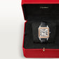 Santos-Dumont Large 43.5mm x 31.4mm Steel Rose Gold Bezel Silvered Satin-Finish Dial Black Alligator Strap Quartz Watch
