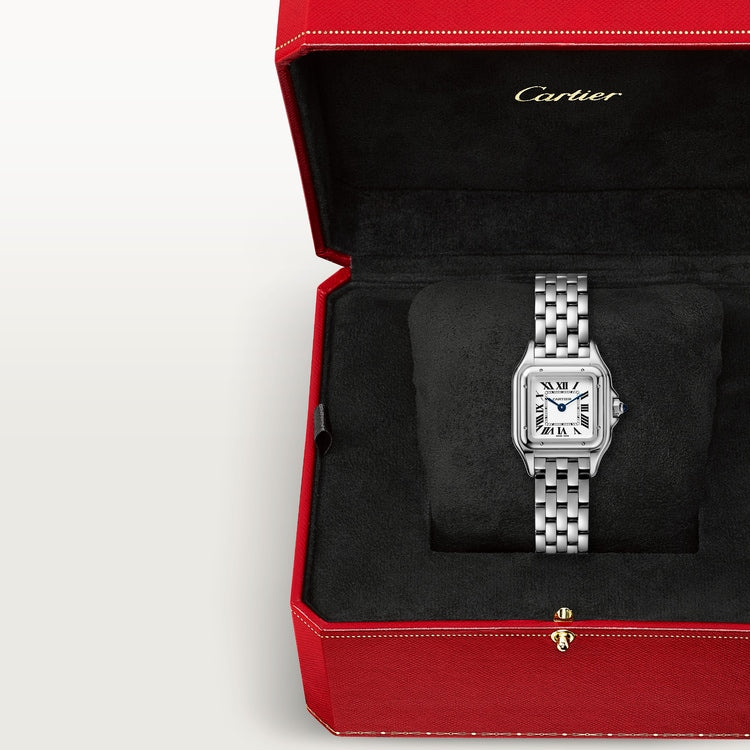 Panthère de Cartier Small 23mm x 30mm Steel Blue Crown Silvered Dial Steel Bracelet Quartz Watch