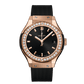 Classic Fusion King Gold Diamond Black Dial Rubber Strap Watch 33MM