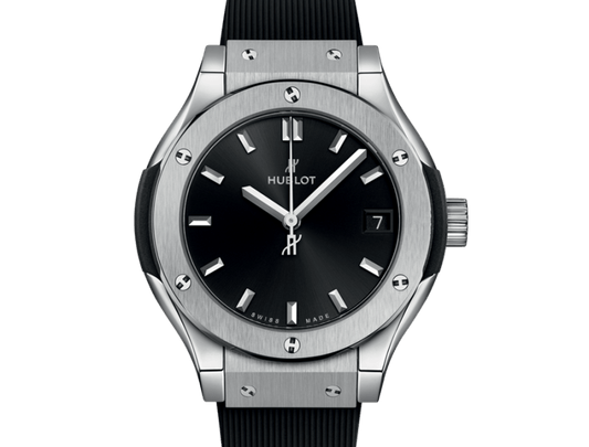 Classic Fusion Titanium Black Sunray Dial Rubber Strap Watch