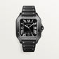 Santos de Cartier Large 39.8mm Steel Black Dial Rubber Strap Self-Winding Watch