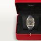 Santos-Dumont Large 43.5mm x 31.4mm Steel Yellow Gold Bezel Gray Dial Alligator Strap Quartz Watch