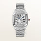 Santos-Dumont Large 43.5mm x 31.4mm Platinum Silvered Satin-Finish Dial Platinum Bracelet Manual-Winding Watch