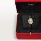 Baignoire Mini 24.6mm x 18.7mm Yellow Gold Beaded Crown Sapphire Cabochon Silvered Dial Black Patent Leather Strap Quartz Watch