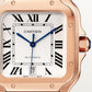 Santos de Cartier Large 39.8mm Rose Gold Blue Crown Opaline Silver Dial Alligator Strap Self-Winding Watch
