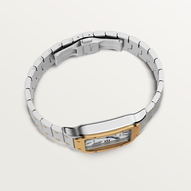 Santos de Cartier Large 39.8mm Steel Yellow Gold Bezel Silvered Opaline Dial Steel Bracelet Self-Winding Watch