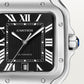 Santos de Cartier Large 39.8mm Steel Blue Crown Black Dial Steel Bracelet Self-Winding Watch