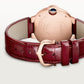 Ballon Bleu 33mm Rose Gold Diamond Case Silvered Sunray Dial Burgundy Alligator Strap Automatic Watch