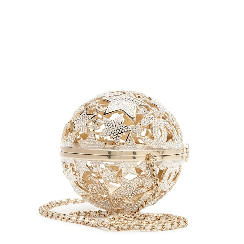 Chanel 25A gold star-patterned spherical evening bag 01