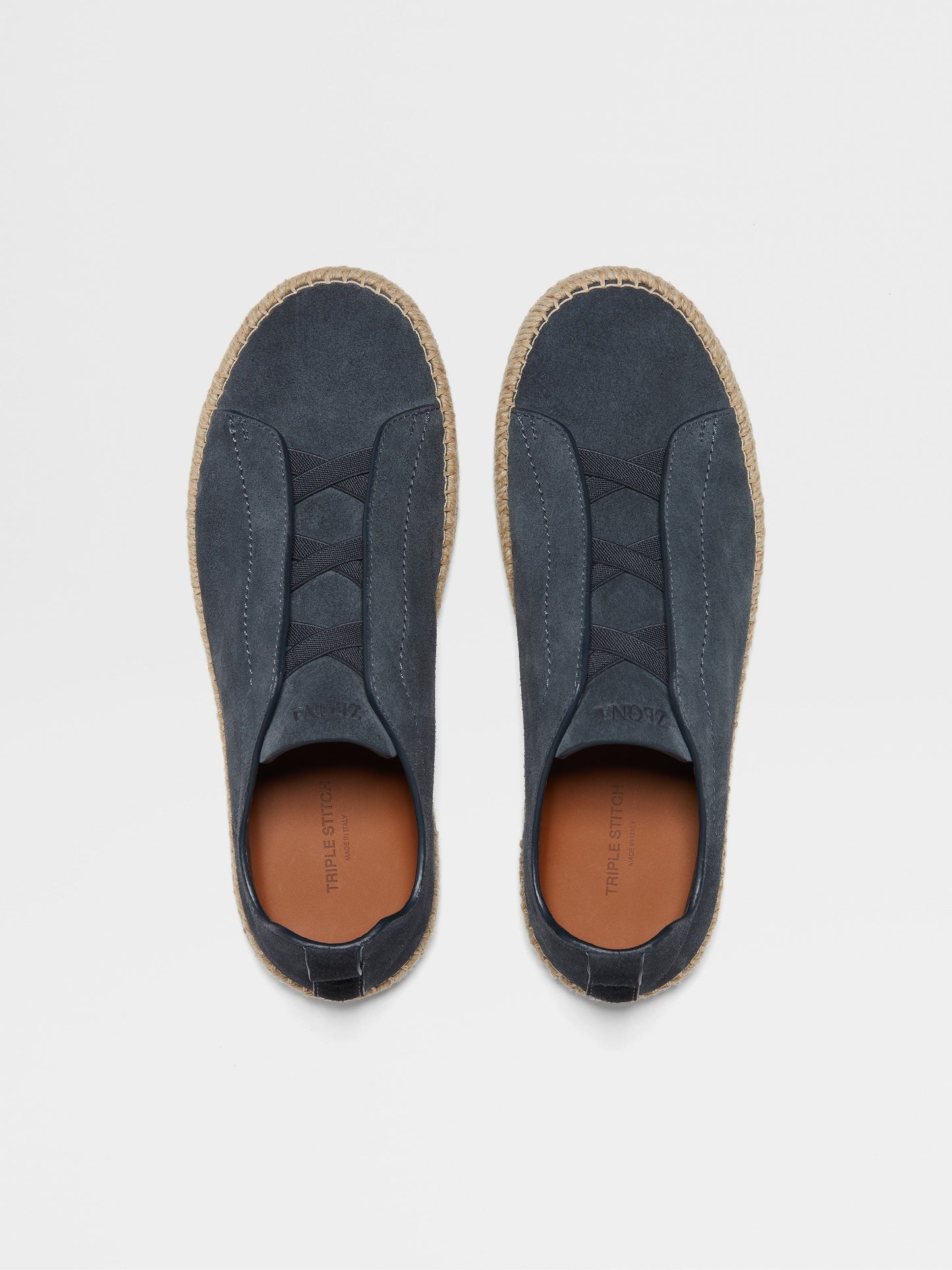 Dark Teal Blue - Dark Blue ZEGNA  Suede Triple Stitch™ Espadrilles