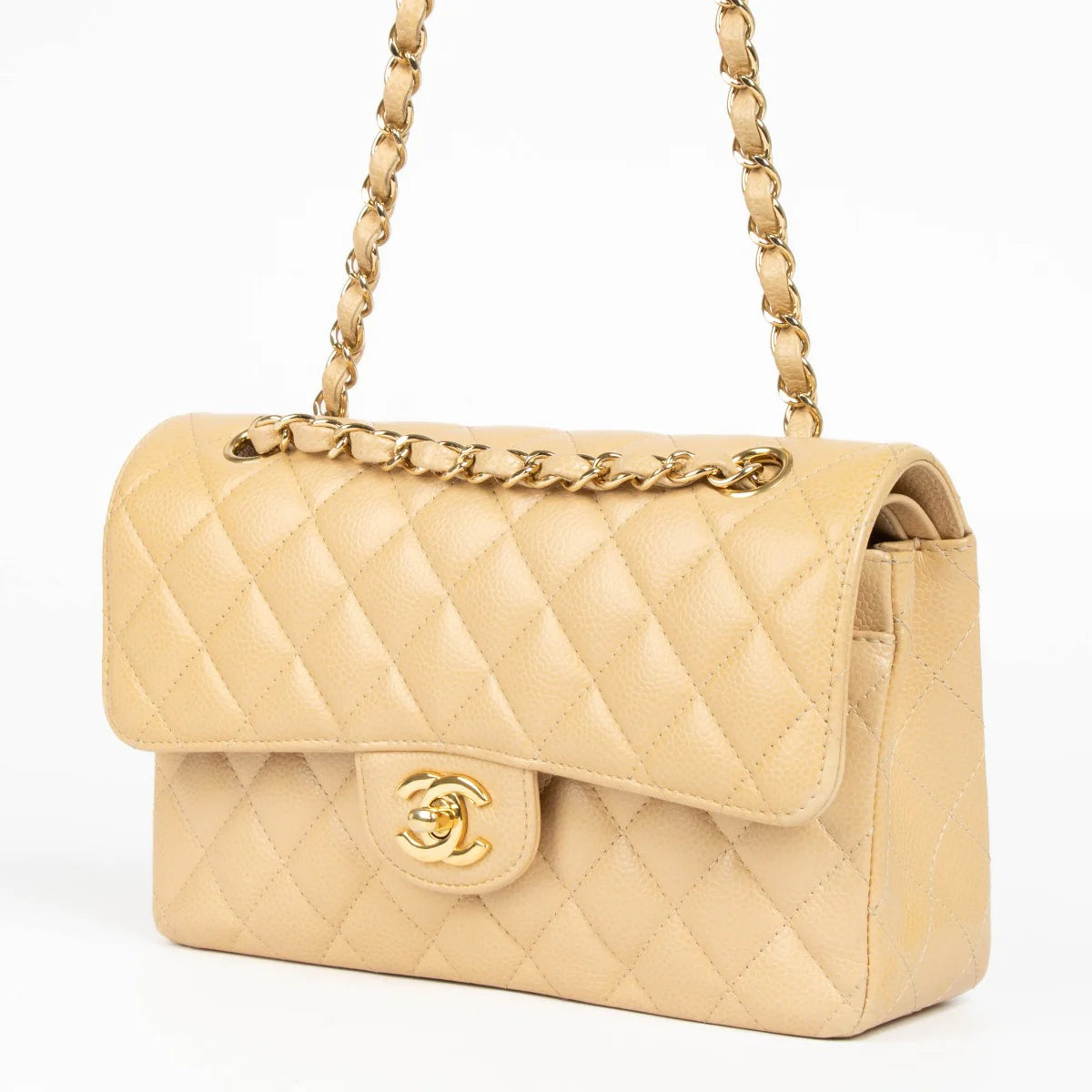 CHANEL BEIGE CAVIAR SMALL CLASSIC BAG 01