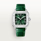 Santos de Cartier Medium 35.1mm Steel Blue Crown Green Dial Steel Bracelet Self-Winding Watch