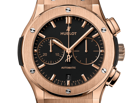 Classic Fusion Chronograph King Gold Black Dial Rubber Strap Watch