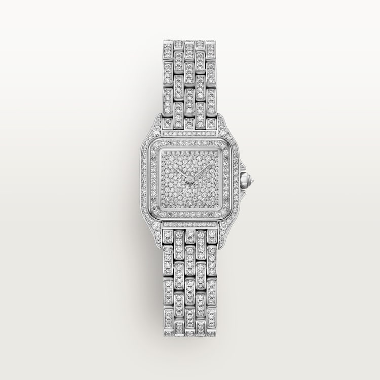 Panthère de Cartier Small 30mm x 22mm White Gold Diamond Bezel Diamond Dial White Gold Bracelet Quartz Watch