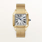 Santos-Dumont Large 43.5mm x 31.4mm Yellow Gold Silvered Satin-Finish Dial Alligator Strap Manual-Winding Watch