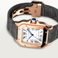 Santos de Cartier Medium 35.1mm Rose Gold Blue Crown Opaline Silver Dial Alligator Leather Strap Automatic Watch