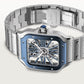 Santos de Cartier Skeleton Large 39.8mm Steel Blue Crown Skeleton Dial Steel Bracelet Manual-Winding Watch