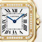 Panthère Medium 36.5mm x 26.7mm Yellow Gold Diamond Bezel Diamond Crown Silvered Dial Yellow Gold Diamond Bracelet Quartz Watch