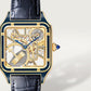 Santos-Dumont Skeleton Large 31mm Yellow Gold Blue Crown Skeleton Dial Blue Alligator Strap Self-Winding Watch