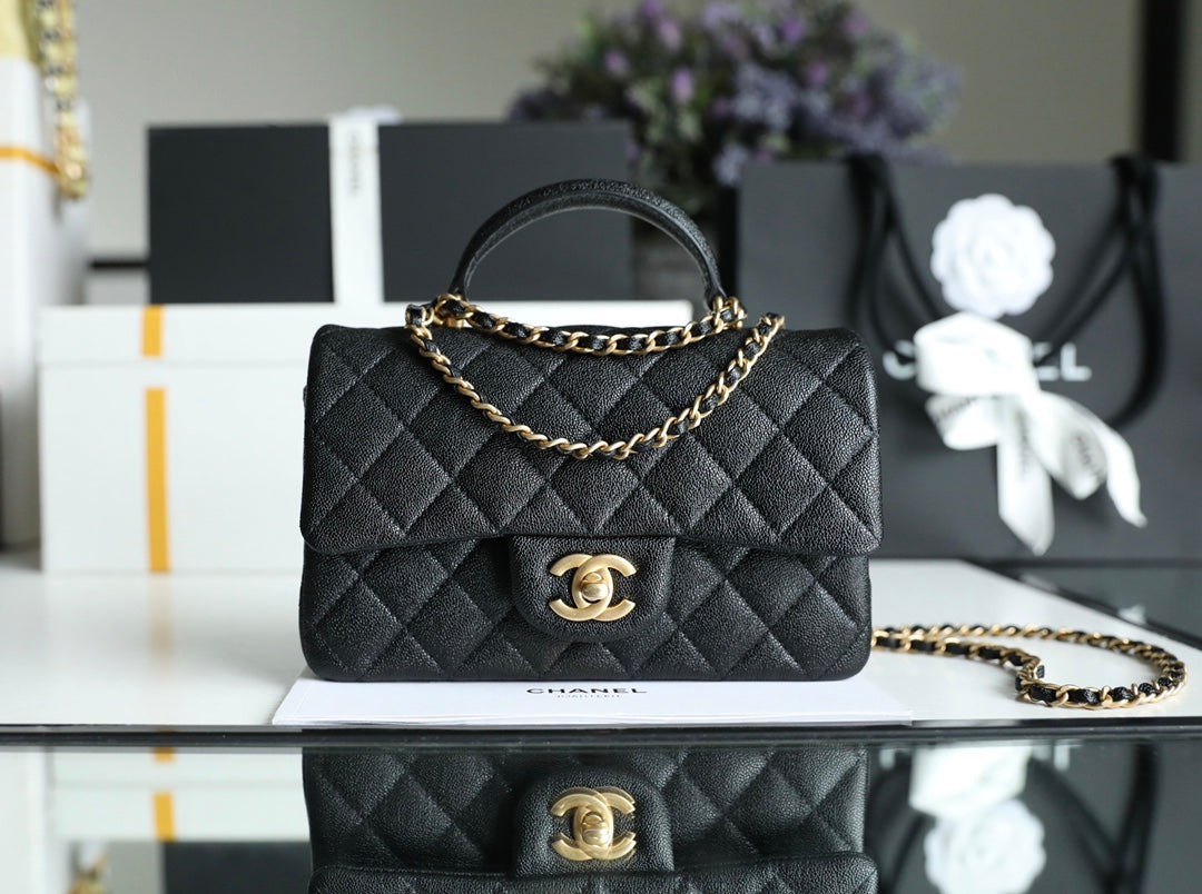 Quilted Flap Bag with Top Chain Handle