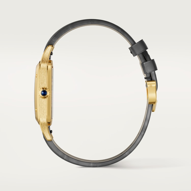 Santos-Dumont Skeleton Large 43.5mm x 31.4mm Yellow Gold Blue Crown Skeleton Dial Alligator Leather Strap Automatic Watch