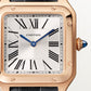 Santos-Dumont Small 38mm x 27.5mm Rose Gold Blue Crown Silver Dial Gray Alligator Strap Quartz Watch