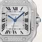 Santos de Cartier Medium 35.1mm Steel Blue Crown Sunray Dial Steel Bracelet Automatic Watch
