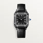 Santos-Dumont Large 43.5mm x 31.4mm Steel Blue Crown Black Lacquer Dial Alligator Leather Strap Manual Watch