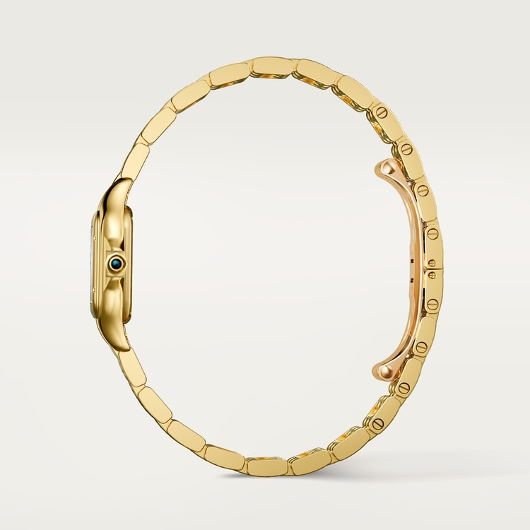 Panthère Mini 25.1mm x 18.5mm Yellow Gold Blue Sapphire Crown Silver Dial Yellow Gold Bracelet Quartz Watch