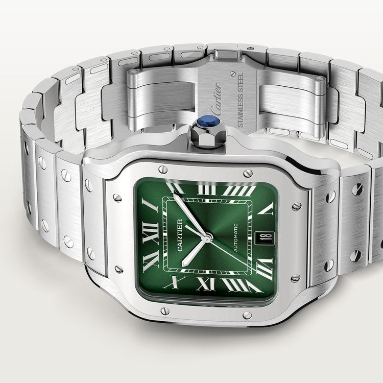 Santos de Cartier Large 39.8mm Steel Green Dial Steel Bracelet Self-Winding Watch