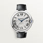 Ballon Bleu 42mm Steel Automatic Silver Guilloché Dial Leather Strap Watch