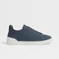 Dark Teal Blue - Ochre ZEGNA Cotton Linen and Leather Triple Stitch™ Sneakers