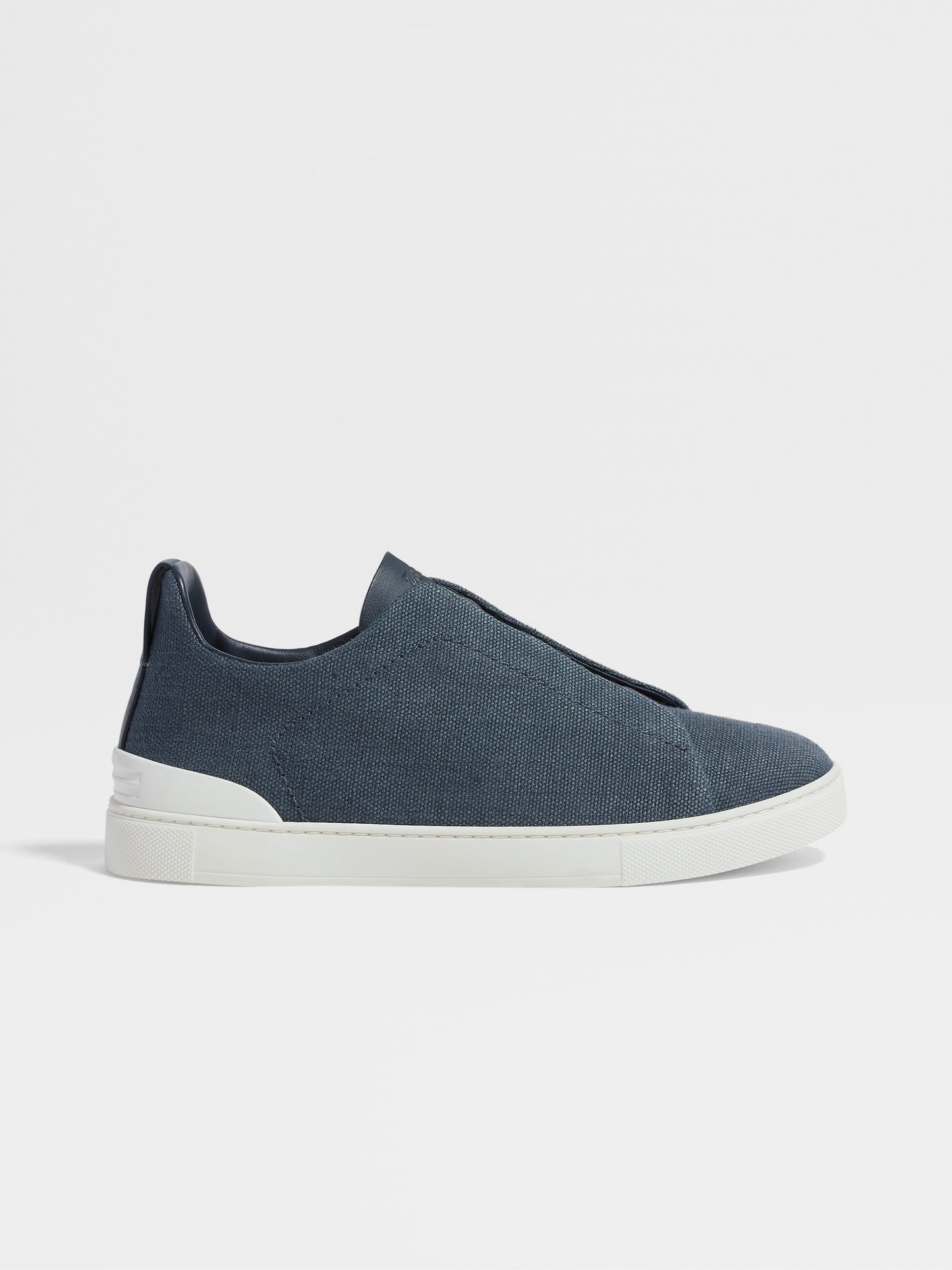 Dark Teal Blue - Ochre ZEGNA Cotton Linen and Leather Triple Stitch™ Sneakers