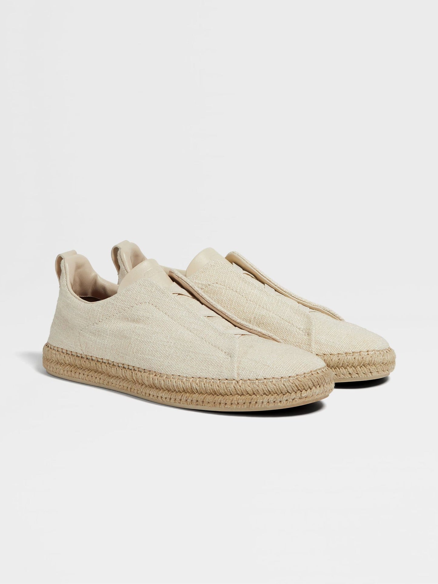 Red - Grey Mélange ZEGNA Linen and Leather Triple Stitch™ Espadrilles