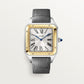 Santos-Dumont Extra-Large 46.6mm x 33.9mm Steel Yellow Gold Silvered Satin-Finish Dial Anthracite Gray Alligator Strap Self-Winding Watch
