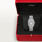 Panthère Medium 36.5mm x 26.7mm Steel Diamond Bezel Blue Crown Silvered Dial Steel Bracelet Quartz Watch