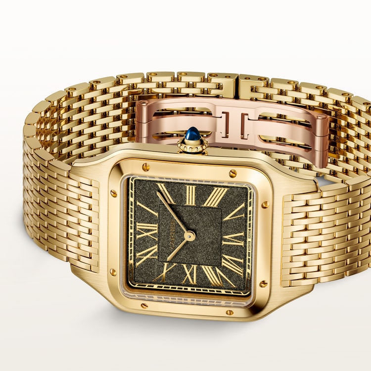 Santos-Dumont Extra-Large 43.5mm x 31.4mm Yellow Gold Obsidian Dial Yellow Gold Bracelet Self-Winding Watch