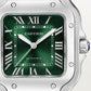 Santos de Cartier Medium 35.1mm Steel Blue Crown Green Dial Steel Bracelet Self-Winding Watch