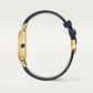 Santos-Dumont Extra-Large 46.6mm x 33.9mm Yellow Gold Silver Satin-Finish Dial Blue Alligator Strap Self-Winding Watch