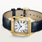 Santos-Dumont Extra-Large 46.6mm x 33.9mm Yellow Gold Silver Satin-Finish Dial Blue Alligator Strap Self-Winding Watch
