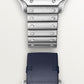 Santos de Cartier Small 34.5mm x 27mm Steel Blue Crown Silver Sunray Dial Steel Bracelet Quartz Watch