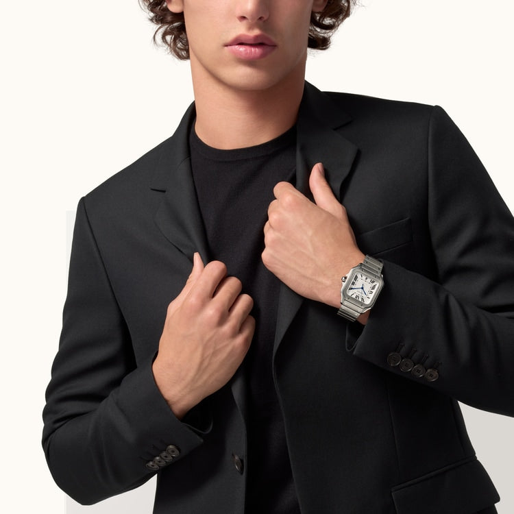Santos de Cartier Large 39.8mm Titanium Silvered Opaline Dial Titanium Bracelet Self-Winding Watch