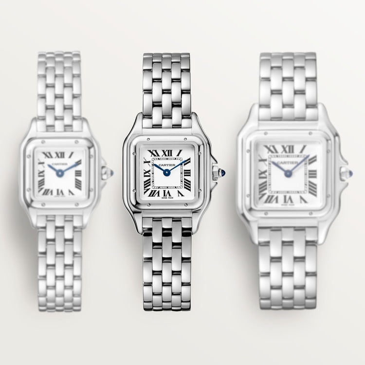 Panthère de Cartier Small 23mm x 30mm Steel Blue Crown Silvered Dial Steel Bracelet Quartz Watch
