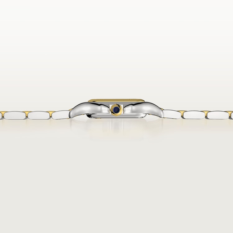 Panthère Small 30.3mm x 22.0mm Yellow Gold and Steel Blue Spinel Crown Silver Dial Gold and Steel Bracelet Quartz Watch