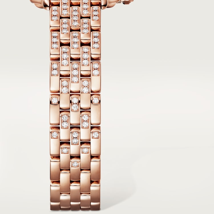 Panthère de Cartier Small 30.3mm x 22mm Rose Gold Diamond Bezel Diamond Crown Silvered Dial Rose Gold Diamond Bracelet Quartz Watch