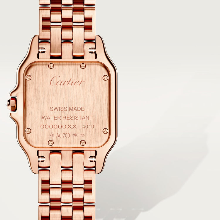 Panthère Medium 36.5mm x 26.7mm Rose Gold Diamond Crown Silver Dial Rose Gold Bracelet Quartz Watch