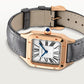 Santos-Dumont Large 43.5mm x 31.4mm Rose Gold Blue Crown Silver Sunray Dial Gray Alligator Leather Strap Quartz Watch