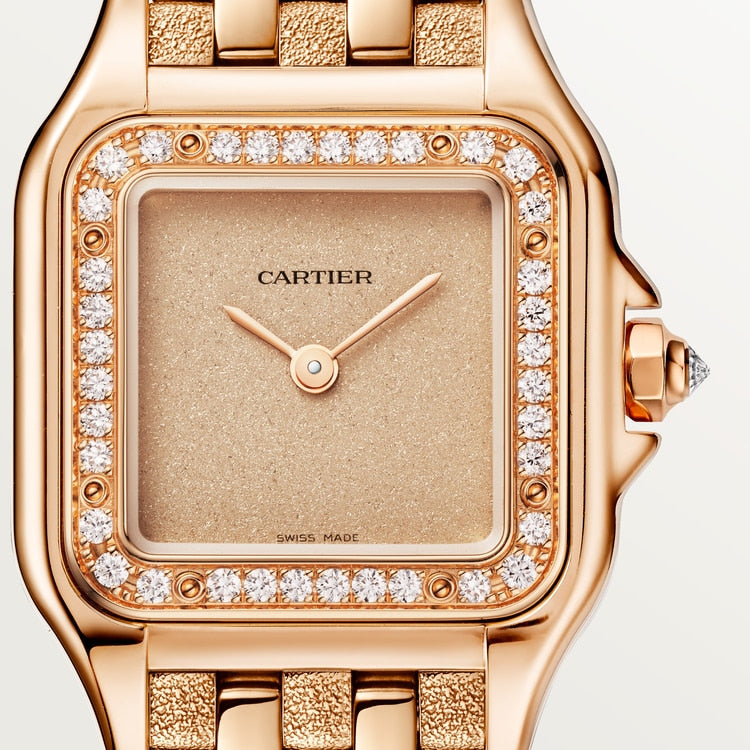 Panthère Small 30.3mm x 22.0mm Rose Gold Diamond Bezel Diamond Crown Rose Gold Dial Rose Gold Bracelet Quartz Watch