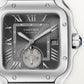Santos de Cartier Dual Time Large 40.2mm Steel Blue Crown Anthracite Gray Dial Steel Bracelet Automatic Watch